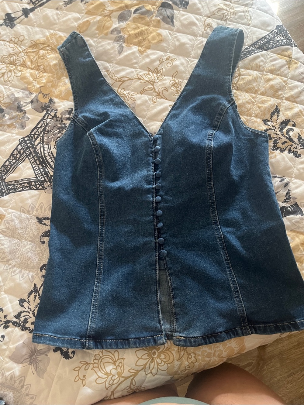Classic Dark Blue Denim Button-Front Camisole